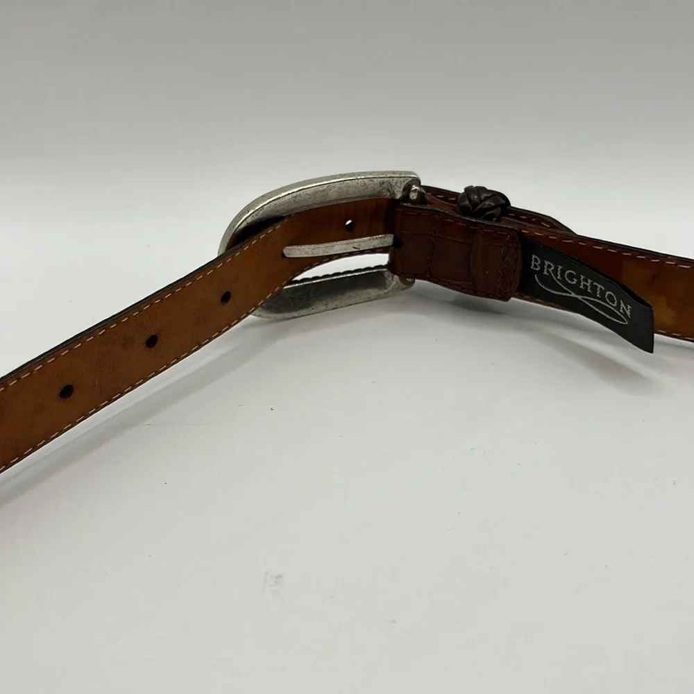 Vintage Brighton Two Tone Brown Leather and Leather Braid Size M 30